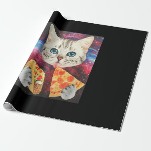 Funny Niedlich Auuter Space Galaxy Cat Meme Pizza  Geschenkpapier