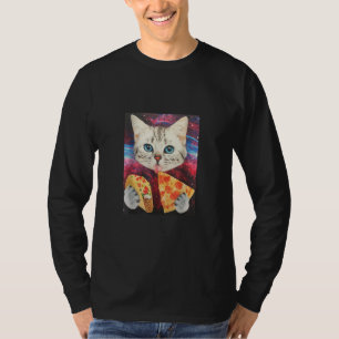 Funny Niedlich Auuter Space Galaxy Cat Meme Pizza  T-Shirt