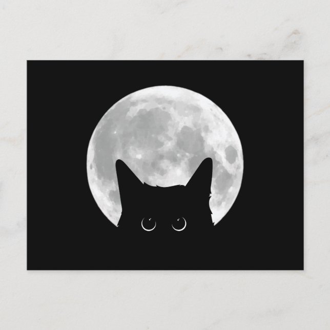 Funny Niedlich Black Cat Halloween Postkarte (Vorderseite)