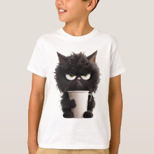 Funny Niedlich Black Cat Kaffee Wut T-Shirt