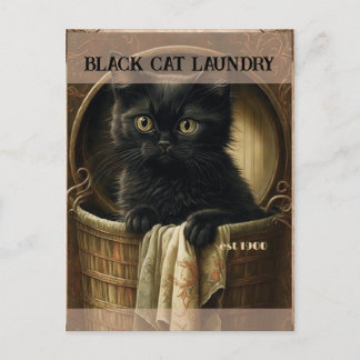 Funny niedlich Black Cat Wäsche Postkarte