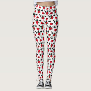 Funny Niedlich Black Cats Rote Rosen Muster Leggings