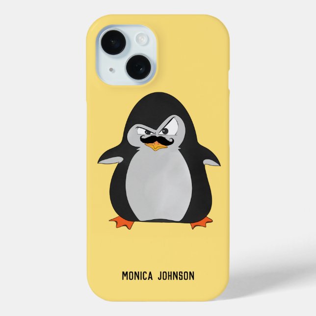 Funny Niedlich Black Gray Orange Angry Penguin Case-Mate iPhone Hülle (Rückseite)
