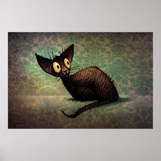 Funny Niedlich Black Oriental Cat Poster (Vorne)