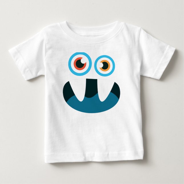 Funny Niedlich Blue Monster sieht offen aus Baby T-shirt (Vorderseite)
