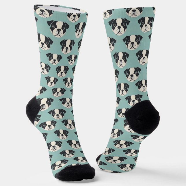 Funny Niedlich Boston Terrier Dog Socks Socken (Gewinkelt)