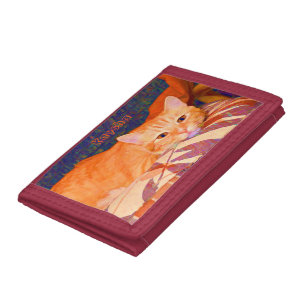 Funny Niedlich Bright Orange Tabby Cat Laptop Schl Trifold Geldbörse