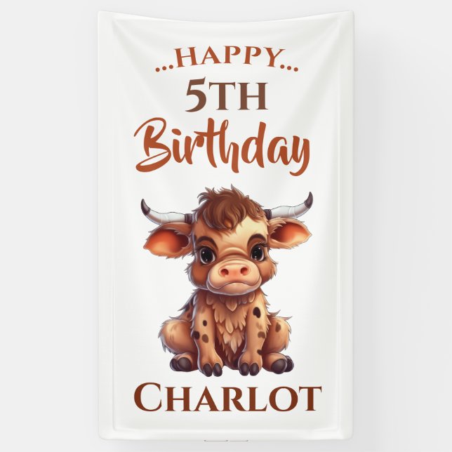 Funny Niedlich Brown Cow Banner (Vertikal)