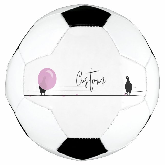 Funny Niedlich Bubblegum Birds on a Wire White Fußball (Vorderseite)