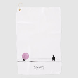 Funny Niedlich Bubblegum Birds on a Wire White Golfhandtuch