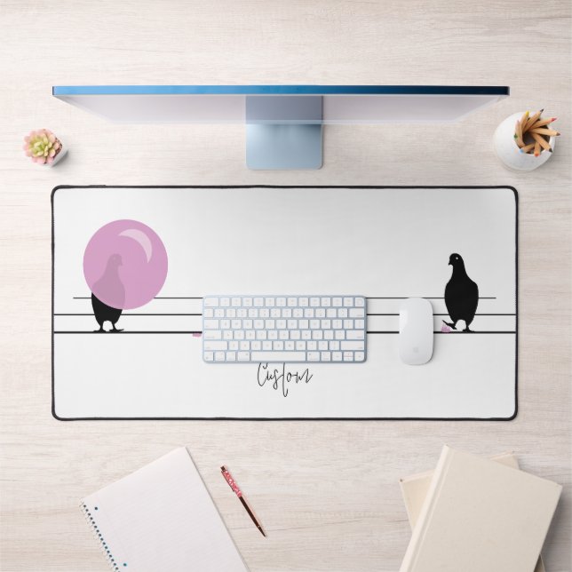 Funny Niedlich Bubblegum Birds on a Wire White Schreibtischunterlage (Büro 1)