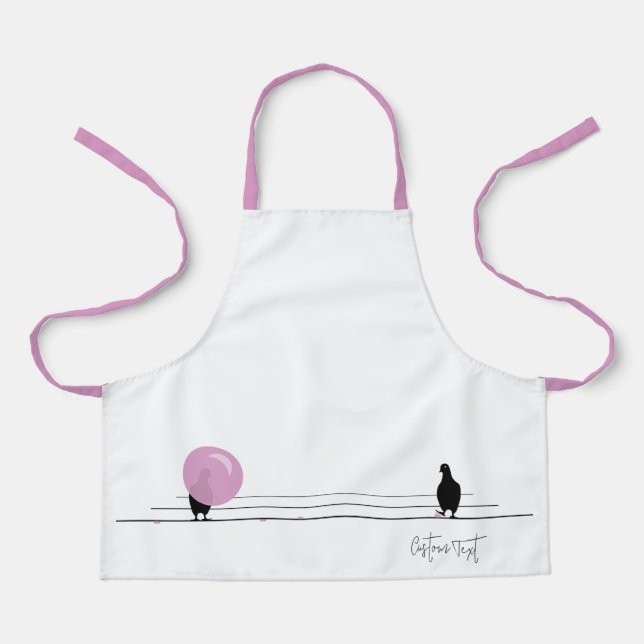 Funny Niedlich Bubblegum Birds on a Wire White Schürze (Vorderseite)