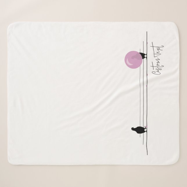 Funny Niedlich Bubblegum Birds on a Wire White Sherpadecke (Vorderseite (Horizontal))
