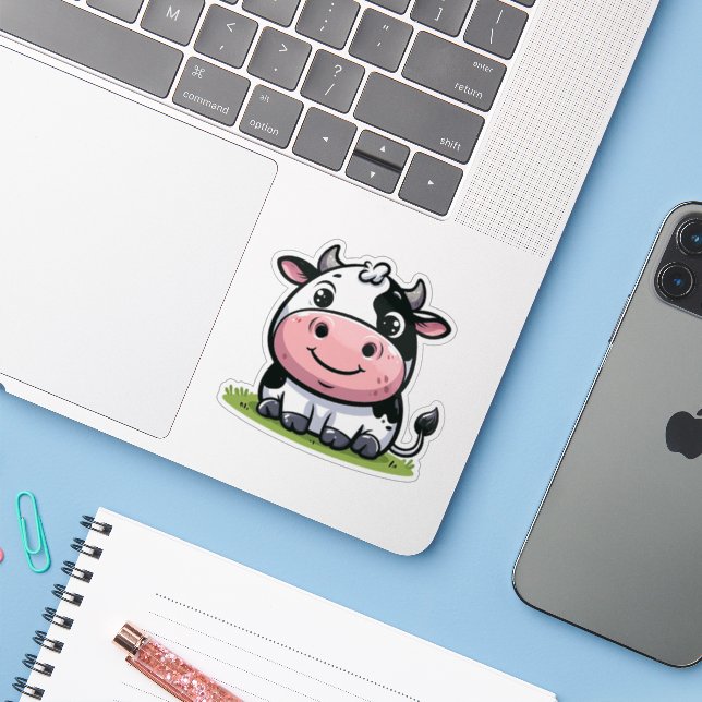 Funny Niedlich Cartoon Sweet Classic Round Animal  Aufkleber (Laptop mit iPhone)