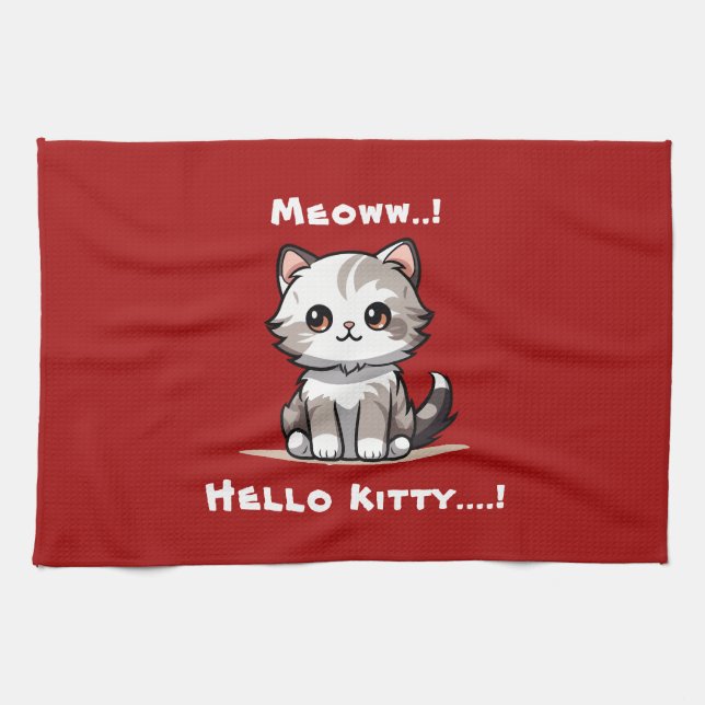 Funny Niedlich Cat Catmas Spaß Geschirrtuch (Horizontal)