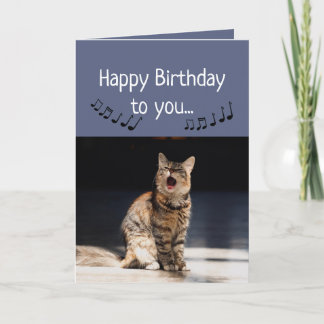 Funny Niedlich Cat Singing Happy Birthday Karte