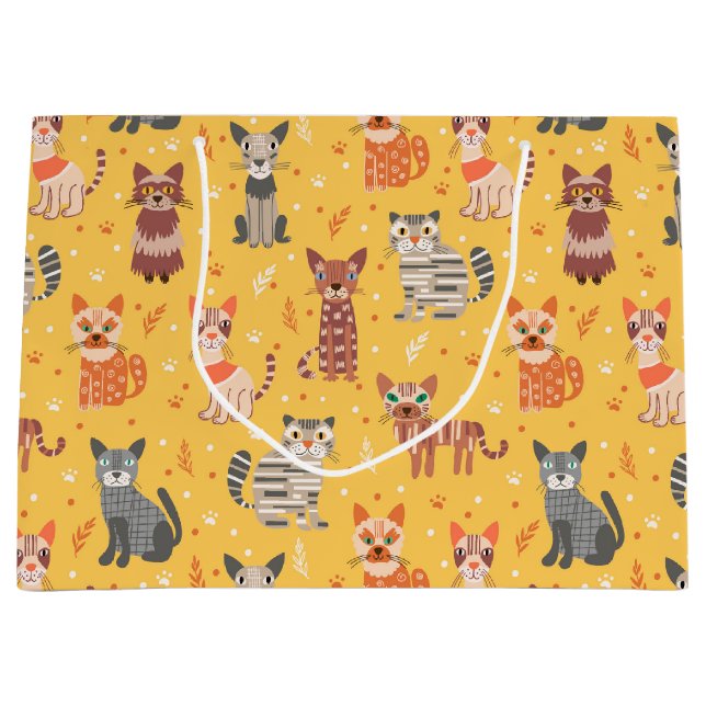 Funny Niedlich Cats Gift Bag Große Geschenktüte (Vorderseite)