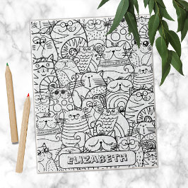 Funny Niedlich Cats Zen Doodle Coloring Individuel