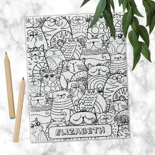 Funny Niedlich Cats Zen Doodle Coloring Individuel