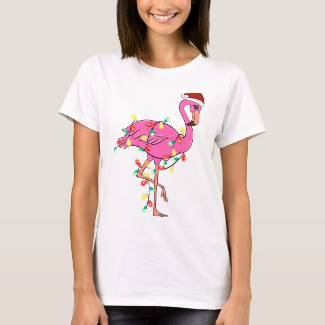 Funny Niedlich Christmas Flamingo T-Shirt (Vorderseite)