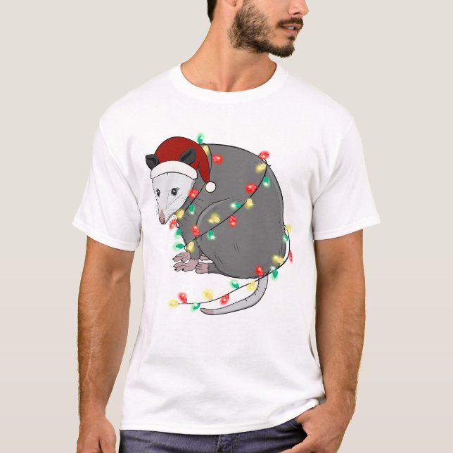 Funny Niedlich Christmas Opossum T-Shirt (Vorderseite)