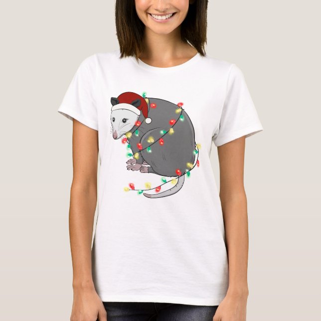 Funny Niedlich Christmas Opossum T-Shirt (Vorderseite)