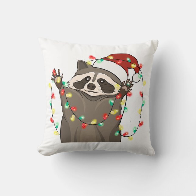 Funny Niedlich Christmas Raccoon Kissen (Vorderseite)