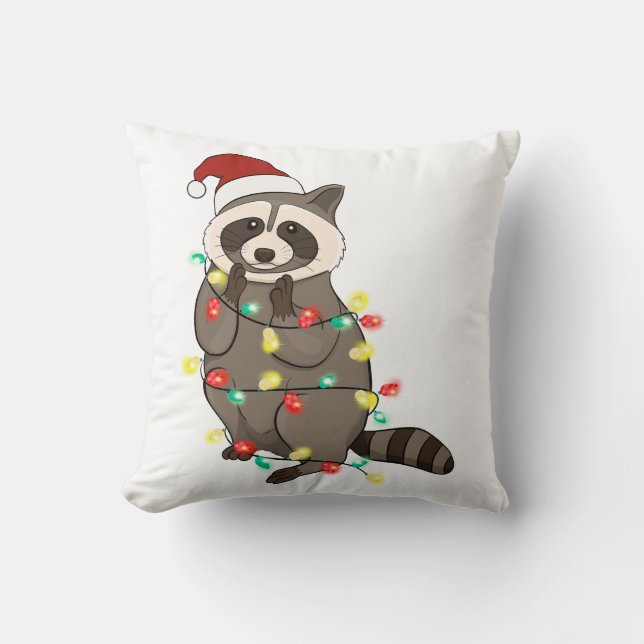 Funny Niedlich Christmas Racoon Kissen (Vorderseite)