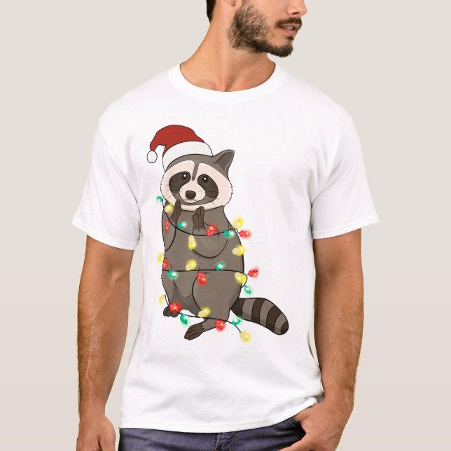 Funny Niedlich Christmas Racoon T-Shirt (Vorderseite)