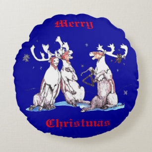 Funny Niedlich Christmas Singing Karibik Rundes Kissen