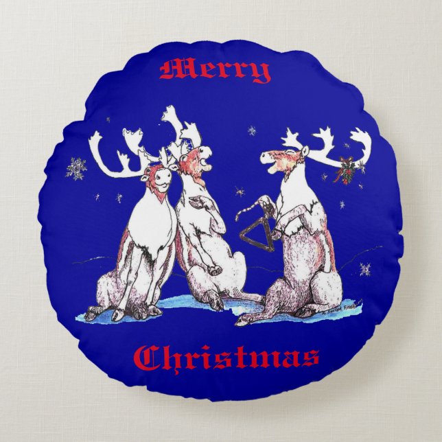 Funny Niedlich Christmas Singing Karibik Rundes Kissen (Vorderseite)