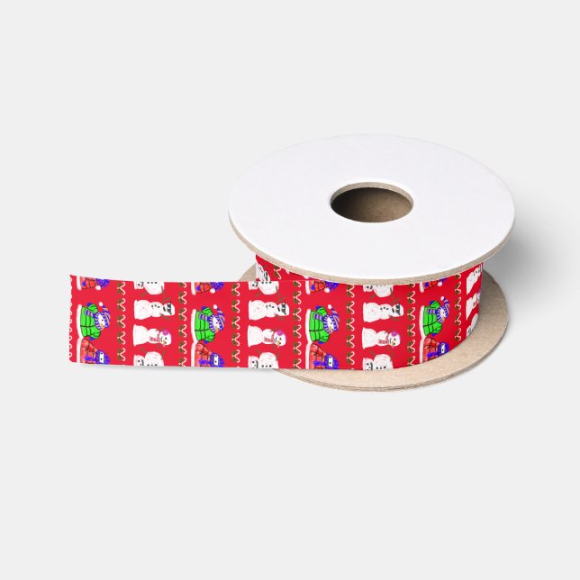 Funny Niedlich Christmas Snowmen Satinband (Spule)