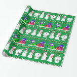 Funny Niedlich Christmas Snowmen Wrapping Paper Geschenkpapier<br><div class="desc">Schneemann,  Schneemann,  Schneemänner,  Schneemänner,  Schnee,  grün,  Zuckerrohr,  Kerzenlicht,  Misteloe,  Ohrmuffe,  Schal,  Schatten,  Winterhütten,  anpassbare Hintergrundfarbe,  Weihnachten,  Weihnachten,  Weihnachten,  Urlaub,  Urlaub</div>