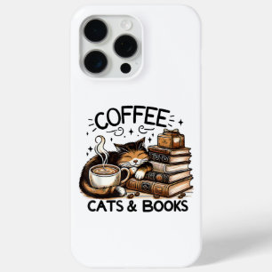 Funny Niedlich Coffee Cats Bücher Lover Gift Idee  Case-Mate iPhone Hülle