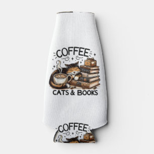 Funny Niedlich Coffee Cats Bücher Lover Gift Idee Flaschenkühler