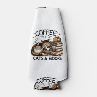 Funny Niedlich Coffee Cats Bücher Lover Gift Idee Flaschenkühler
