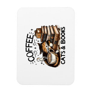 Funny Niedlich Coffee Cats Bücher Lover Gift Idee Magnet
