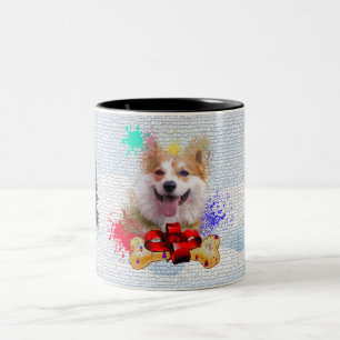 Funny, Niedlich Corgi Dog Yappy Weihnachten Zweifarbige Tasse