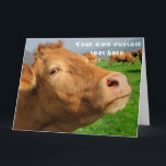 Funny Niedlich Cow Custom Happy Birthday Karte<br><div class="desc">Dieses Design zeigt ein lustiges Bild einer Kuh! Ideal für besondere Anlässe wie Geburtstage,  Jubiläen und mehr. Wenn Sie das Design durch Ändern der Nachricht,  des Alters oder des Schriftartes personalisieren möchten,  klicken Sie auf "Design bearbeiten".</div>