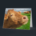 Funny Niedlich Cow Custom Happy Birthday Karte<br><div class="desc">Dieses Design zeigt ein lustiges Bild einer Kuh! Ideal für besondere Anlässe wie Geburtstage,  Jubiläen und mehr. Wenn Sie das Design durch Ändern der Nachricht,  des Alters oder des Schriftartes personalisieren möchten,  klicken Sie auf "Design bearbeiten".</div>