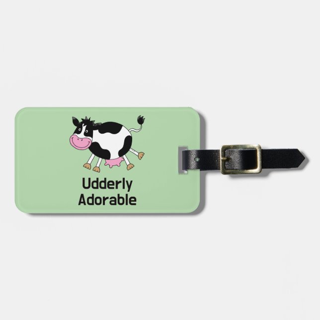 Funny Niedlich Cow Puff Cartoon Design Gepäckanhänger (Vorderseite horizontal)