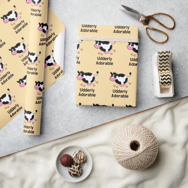 Funny Niedlich Cow Puff Cartoon Design Geschenkpapier (Kunsthandwerk)