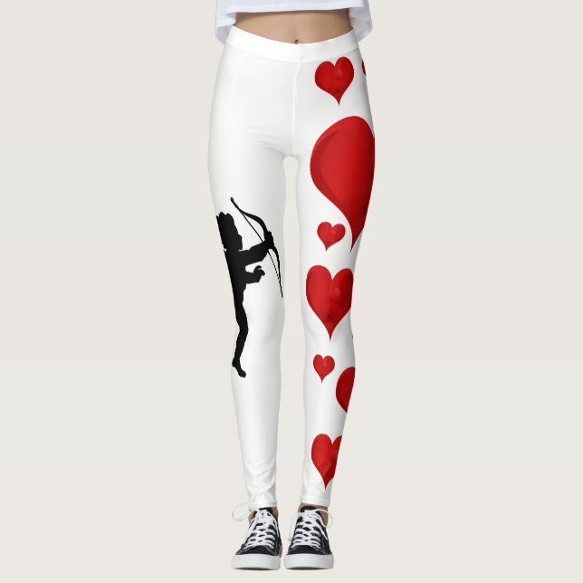 Funny Niedlich Cupid Arrow Valentine Liebe Herz Leggings (Vorderseite)