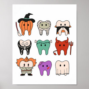 Funny Niedlich Dental Hygiene Monsters Teeth Squad Poster