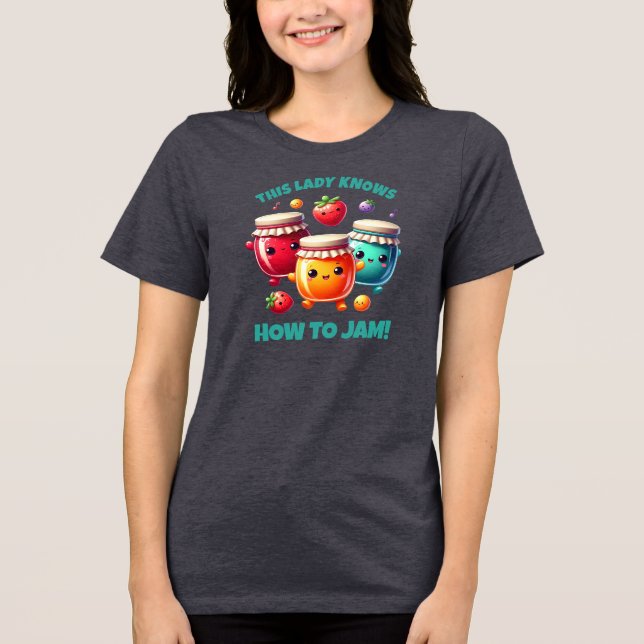 Funny Niedlich Diese Dame weiß, wie man jammt! Tri-Blend Shirt (Vorderseite)
