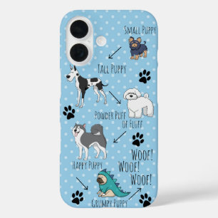 Funny Niedlich Different Puppy Breeds Gedicht iPhone 16 Hülle