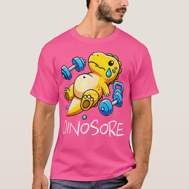 Funny Niedlich Dinosaur Workout Gym Fitness Weight T-Shirt (Vorderseite)