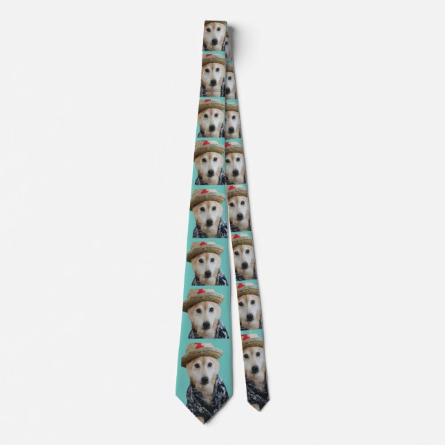 FUNNY NIEDLICH DOG DRESSED PAINTING AQUAMARIN NECK KRAWATTE (Vorderseite)