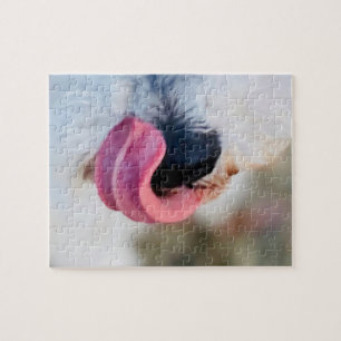 Funny Niedlich Dog Tongue White Puzzle