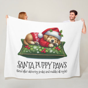 Funny Niedlich Dream Santa Puppy Paws Fleecedecke